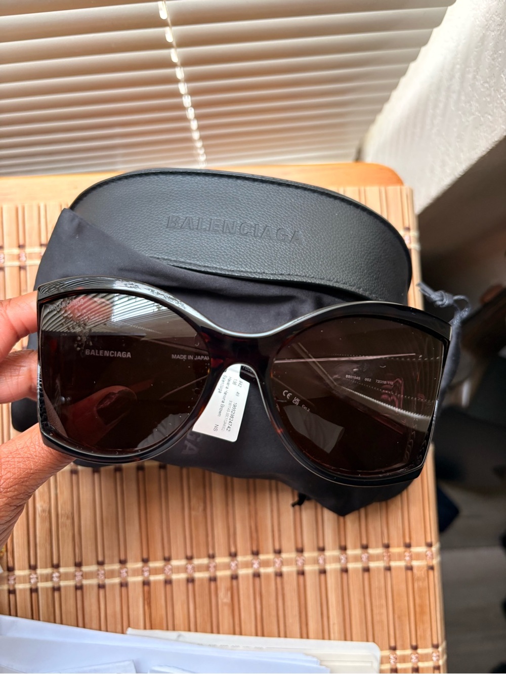 Balenciaga Black Glossy Logo Sunglasses